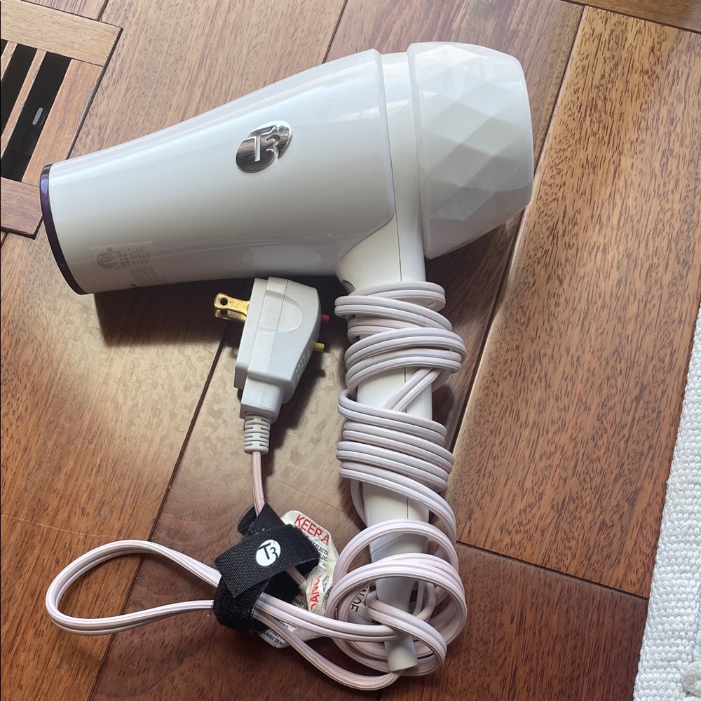 T3 White and Light Pink Compact Hair Dryer